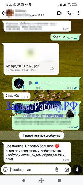 Положительный отзыв о заказанном индивидуальном проекте по музыке из WhatsApp (Отзыв № 13)