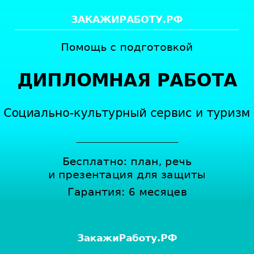 Заказать дипломную работу по социально-культурному сервису и туризму — Социально-культурный сервис и туризм